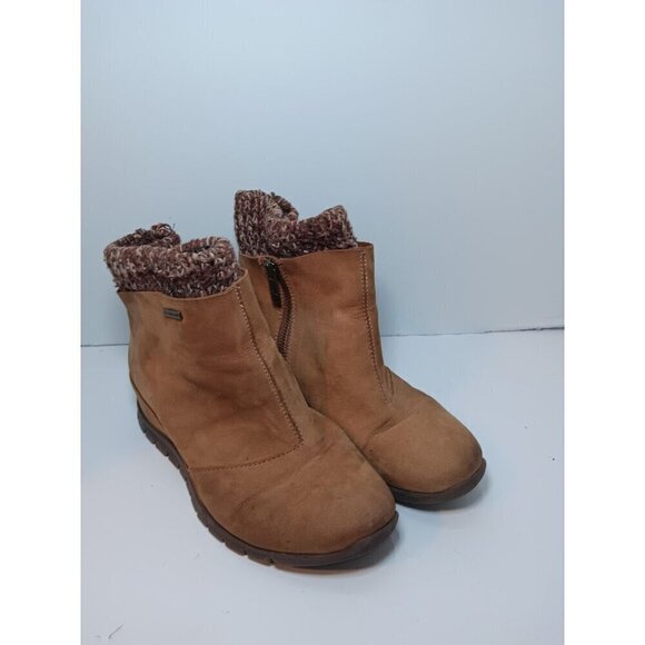 Bionica Shoes - Bionica Ocava Brown Leather Ankle Bootie Boots Sweater Lined Womens 7.5-8